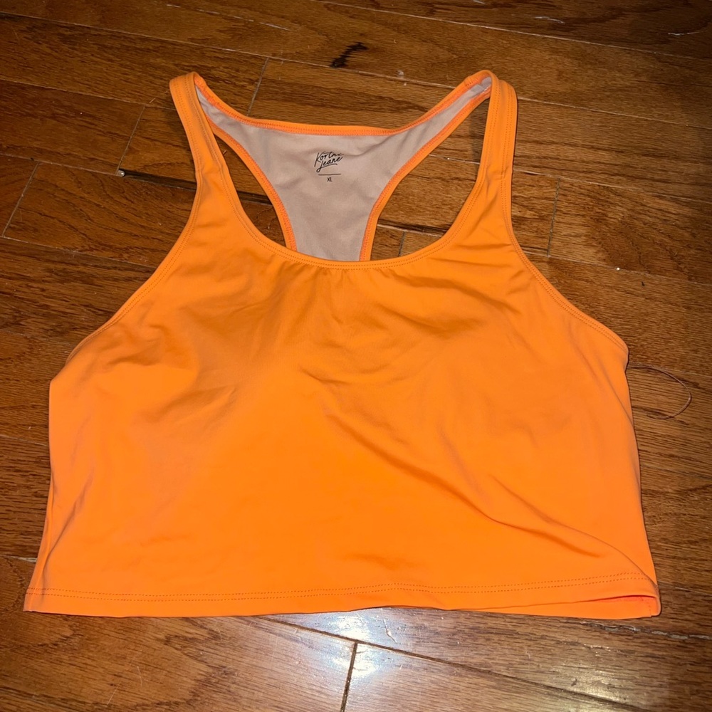 Kortni Jeane Orange Racerback Swim Top